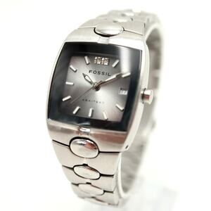 Fossil Arkitekt Silver Tone Square 26mm Womens Watch Steel FS2921 w New Battery